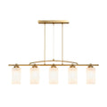 Moderne hanglamp met glazen kappen in een gouden afwerking