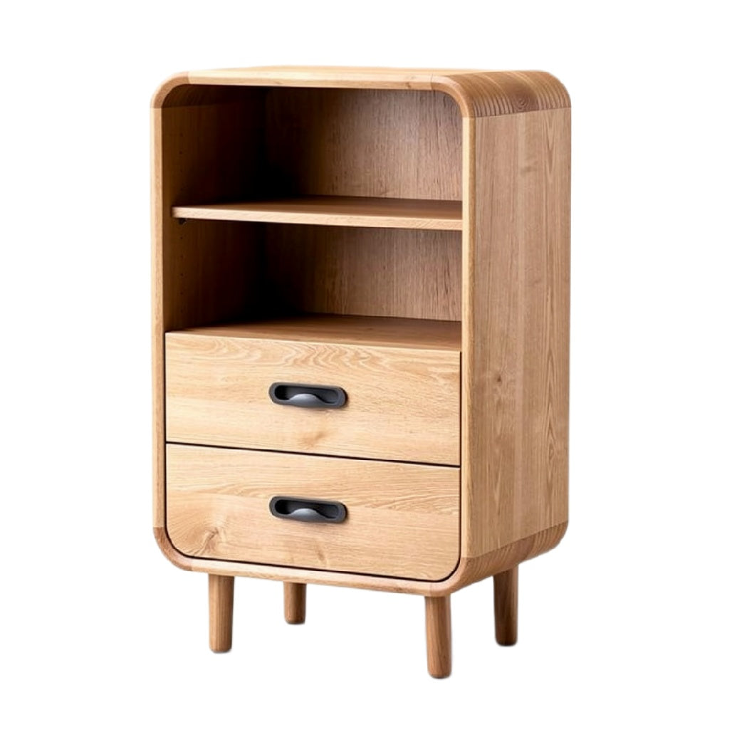 Moderne houten nachtkast met opbergvakken en lades
