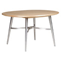 Eettafel met samengesteld houten blad en metalen poten