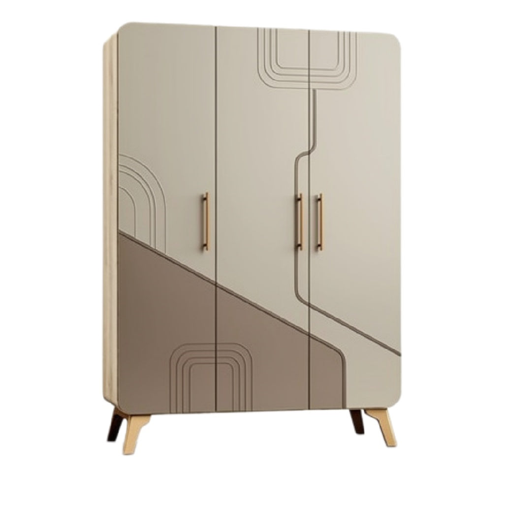 Moderne kast met geometrisch design en houten poten