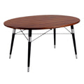 Eivormige Houten Eettafel met Zwarte Poten
