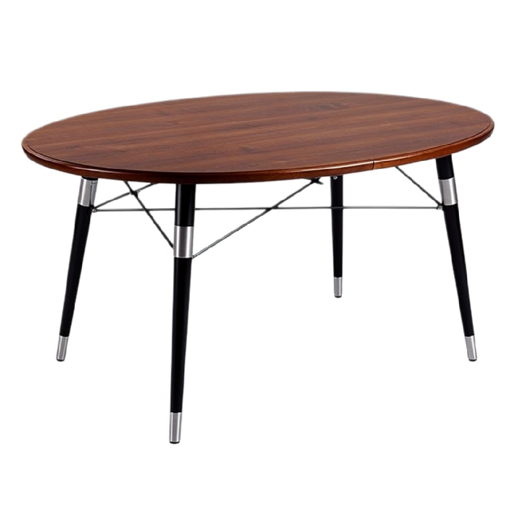 Eivormige Houten Eettafel met Zwarte Poten